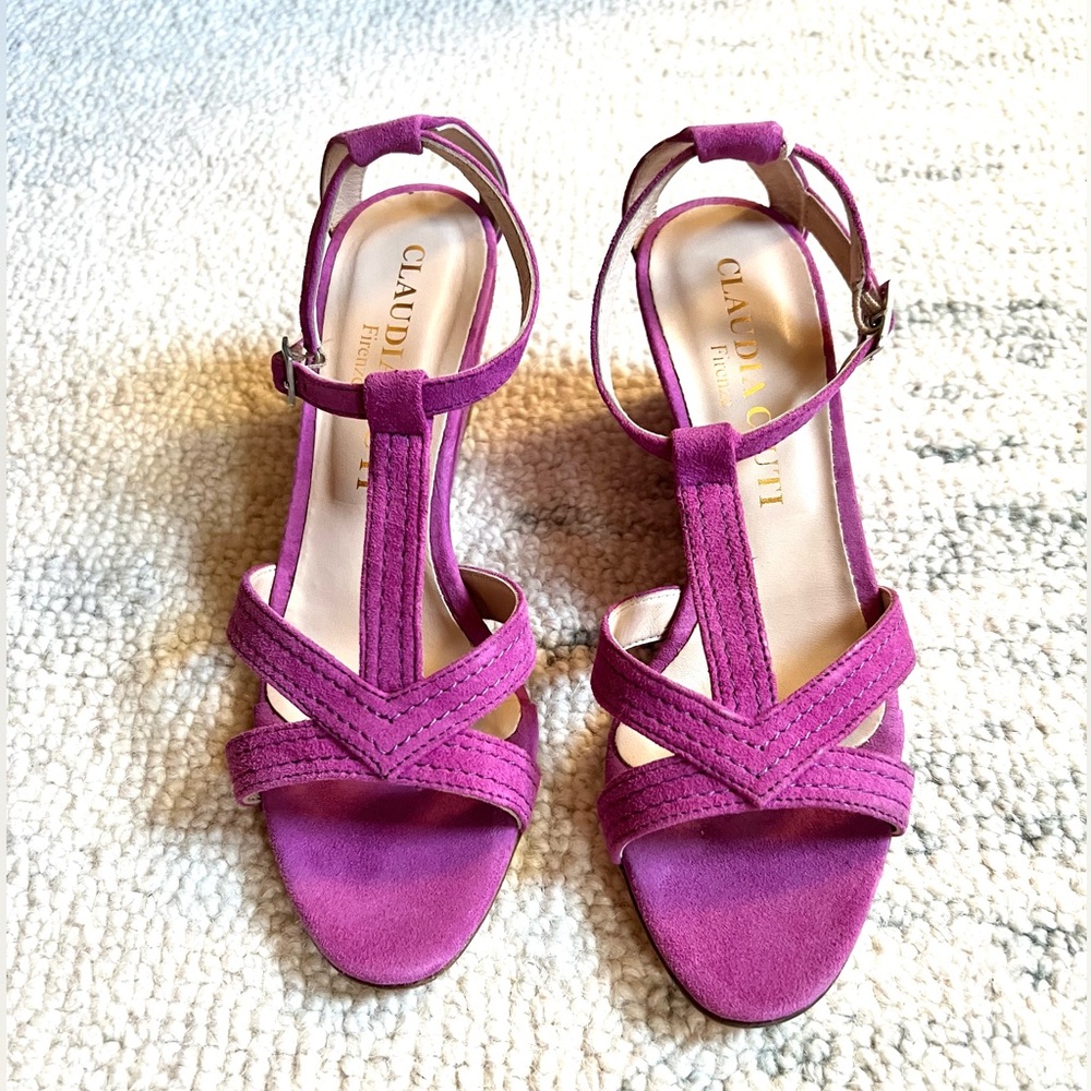 CLAUDIA CIUTI Fuschia Suede Strappy Sandals